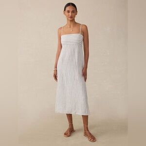 NWT Faherty Sienna Linen Sun Dress in Oceanside Stripe